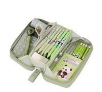 Big Capacity Pencil Case 3 Compartments Large Pencil Pouch Pen Bag Pencil Box Holder Organizer Simple Storage Aesthetic Stationery Cosmetic Bag (Green)