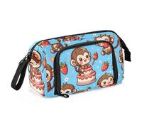 Big Capacity Pencil Case, Cute Monkey in Various Poses Pen Bag Pouch Holder Stationery Bag School College Office Organizer for Teen Adults Student
