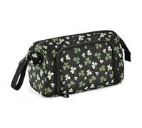 Big Capacity Pencil Case Pen Case Canvas Bag Make-up Pen Pouch for Office College School Kids Teens Student Clover Pattern (12)