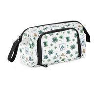 Big Capacity Pencil Case Pen Case Canvas Bag Make-up Pen Pouch for Office College School Kids Teens Student Clover Pattern (8)