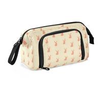 Big Capacity Pencil Case Pen Case Canvas Bag Make-up Pen Pouch for Office College School Kids Teens Student Tile Bunny Red Pattern