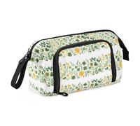 Big Capacity Pencil Case Pen Case Canvas Bag Make-up Pen Pouch for Office College School Kids Teens Student Clover Flower