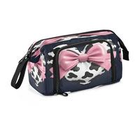 Big Capacity Pencil Case Pen Case Canvas Bag Make-up Pen Pouch for Office College School Kids Teens Student Heart Bow