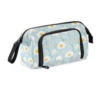 Big Capacity Pencil Case Pen Case Canvas Bag Make-up Pen Pouch for Office College School Kids Teens Student Daisy Flower Pattern