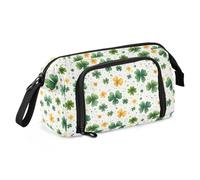 Big Capacity Pencil Case Pen Case Canvas Bag Make-up Pen Pouch for Office College School Kids Teens Student Clover Gloden Pattern