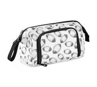 Big Capacity Pencil Case Pen Case Canvas Bag Make-up Pen Pouch for Office College School Kids Teens Student Rugby Pattern (15)
