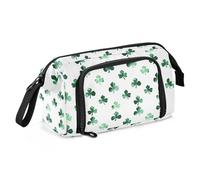 Big Capacity Pencil Case Pen Case Canvas Bag Make-up Pen Pouch for Office College School Kids Teens Student Clover Pattern