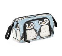 Big Capacity Pencil Case Pen Case Canvas Bag Make-up Pen Pouch for Office College School Kids Teens Student Cute Penguins