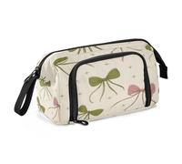 Big Capacity Pencil Case Pen Case Canvas Bag Make-up Pen Pouch for Office College School Kids Teens Student Pink Green Bow