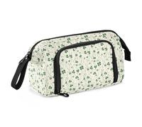Big Capacity Pencil Case Pen Case Canvas Bag Make-up Pen Pouch for Office College School Kids Teens Student Clover Pattern (19)