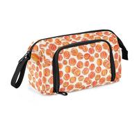 Big Capacity Pencil Case Pen Case Canvas Bag Make-up Pen Pouch for Office College School Kids Teens Student Brushstroke Orange Basketballs Pattern