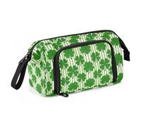 Big Capacity Pencil Case Pen Case Canvas Bag Make-up Pen Pouch for Office College School Kids Teens Student Stripe Clover Pattern