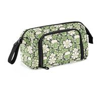 Big Capacity Pencil Case Pen Case Canvas Bag Make-up Pen Pouch for Office College School Kids Teens Student Four Leaf Clover Green Beer Pattern