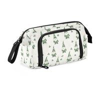 Big Capacity Pencil Case Pen Case Canvas Bag Make-up Pen Pouch for Office College School Kids Teens Student Clover Pattern (9)