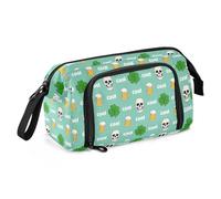 Big Capacity Pencil Case Pen Case Canvas Bag Make-up Pen Pouch for Office College School Kids Teens Student Skull Bear Clover Pattern