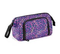 Big Capacity Pencil Case Pen Case Canvas Bag Make-up Pen Pouch for Office College School Kids Teens Student Pink Purple Leopard Print Pattern