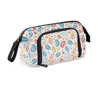 Big Capacity Pencil Case Pen Case Canvas Bag Make-up Pen Pouch for Office College School Kids Teens Student Rugby White Stars Pattern