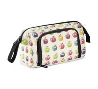 Big Capacity Pencil Case Pen Case Canvas Bag Make-up Pen Pouch for Office College School Kids Teens Student Plant Apple Green Tile Pattern