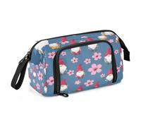 Big Capacity Pencil Case Pen Case Canvas Bag Make-up Pen Pouch for Office College School Kids Teens Student Pink Gnome Pink Flower