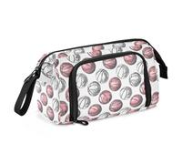 Big Capacity Pencil Case Pen Case Canvas Bag Make-up Pen Pouch for Office College School Kids Teens Student Halftone Pink Basketballs Pattern