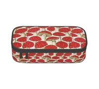 Big Capacity Pencil Case Red White Mushroom Print Pen Case Bag with Zipper Pencil Bag for Student, Office Supplies, Office, 20X9X4Cm
