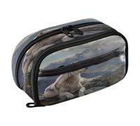 Big Capacity Pencil Case The Wolf Lying on The Mountain Pouch Pen Box Bag Large Storage Organizer for School Supplies Teen Girls Boys Women Man