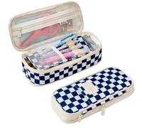 Big Capacity Pencil Pen Case, Pencil Pouch with Sticky Note and 4 Compartments Large Multifunctional Stationery Organizer for Girls Boys, Office Makeup Bag Portable Pen Bag for Students Women Men
