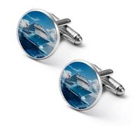 Big Carnival-Cruise Ship Shirt Cufflinks Round Cuff Links Classic Shirt Studs Jewelry Gifts for Wedding Business