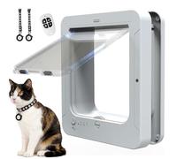 Big Cat Door - Multi-Pet Doorway, Locking Cat Door Made For Interior & Exterior Use,Push-&-Turn 4-Way Lock for Extra Security - Soft Close Flap for Added Safety(White)