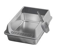 Big Cat Litter Box - PP Stainless Steel 40x30x19cm | Deepen Pet Litter Box Odor Control Cat Toilet with Scoop Large Çat Toilet Tray Durable Pet Lițter Pan | for indoor dorm car living room use
