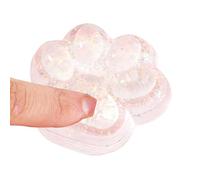 Big Cat Paw Squeeze Toy, 2.75 Inch T-aba Squishy Fidget Toys, Glitter Filled Transparent Jelly Pinch Toy, Handmade Silicone Rebound Sensory Toys, F-ufu Cat Paw Stress Relief Toys, for Kids & Adults