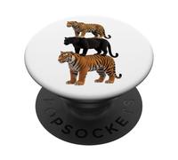 Big Cat Trio Tiger Panther Jaguar Wildlife Lover PopSockets Adhesive PopGrip