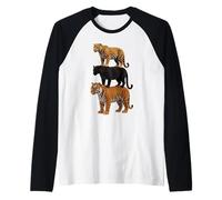 Big Cat Trio Tiger Panther Jaguar Wildlife Lover Raglan Baseball Tee