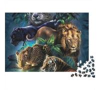 Big Cats Jungle 1000 Piece Jigsaw Puzzle Jigsaw Puzzle for Adults Paper Puzzle Night Wildlife Relaxation Focus 38x26cm/1000pcs