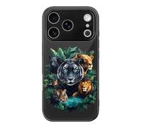 Big Cats Tiger Leopard Lion Glass Back Mobile Phone Basic Cases Compatible with iPhone 17/17 Air/17 Pro/17 Pro Max Anti-Scratch Covers