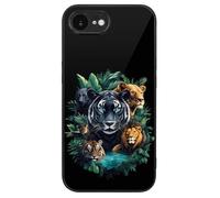 Big Cats Tiger Leopard Lion Glass Mobile Phone Basic Cases Compatible with iPhone 16/16 Plus/16 Pro/16 Pro Max/16 E Anti-Scratch Covers