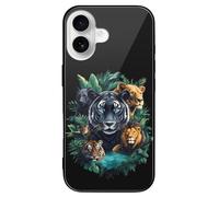 Big Cats Tiger Leopard Lion Glass Mobile Phone Basic Cases Compatible with iPhone 16/16 Plus/16 Pro/16 Pro Max/16 E Anti-Scratch Covers