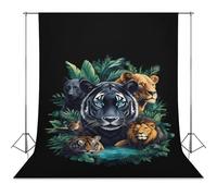 Big Cats Tiger Leopard Lion Photo Backdrop Polyethylene Studio Background for Photography Video Broadcast Photoshoot