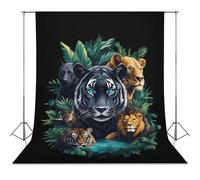 Big Cats Tiger Leopard Lion Photo Backdrop Polyethylene Studio Background for Photography Video Broadcast Photoshoot