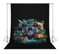 Big Cats Tiger Leopard Lion Photo Backdrop Polyethylene Studio Background for Photography Video Broadcast Photoshoot