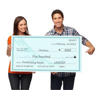 Big Checks For Presentations - 30 x 16" Dry Erase Giant Check - Oversized Fake Checks For Presentation, Big Check Fundraiser Items, Reusable Fake Check（Green）