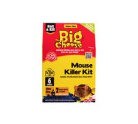 The Big Cheese Mouse Killer Kit - 25g Grain x 6 + 2 Stations Kills Mice Bait Stations with Chew Through Grain Sachets Ready-To-Use Difenacoum Indoor Use