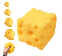 Big Cheese Squishy, 3.9in Jumbo Cheese Squishy Squeeze Block Toy, Novelty Rebounding Sensory Toy Stress Relief Fidget Balls, Gifts for Adults, Help for Relax, Focus, Autism, ADHD (4.7in)