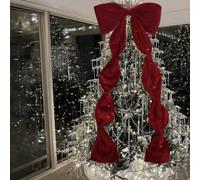 Big Christmas Bows, 70.8 Inches Velvet Christmas Bows Decoration Holiday Decorations For Tree Topper Mantel Wall Display Photo Backdrop Seasonal Celebration