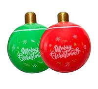 Big Christmas Ornaments Balls, 2pcs 18.9inch Giant Inflatable Christmas Baubles, PVC Blow up Christmas Ball Balloons for Yard Garden Patio Outdoor Christmas Decorations (Red+Green)