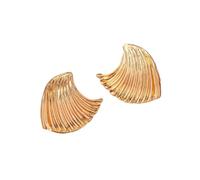 Big Chunky Gold Earrings Large Gold Statement Geometric Studs Earrings Geometric Square Shell Wings Spiral Textured Dome Stud Earrings Vintage Jewelry for Women, Metal, No Gemstone