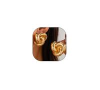 Big Chunky Gold Flower Stud Earrings for Women,Vintage Geometric Twisted Circle Spiral Statement Earrings,Personalized Jewelry Accessories Gifts, L, Alloy Steel, No Gemstone