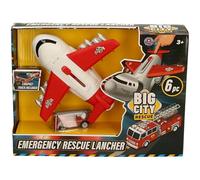Big City Emergency Rescue Launcher Toy Set, 6 Pieces with Catapult Track, Ages 3+, White and Red