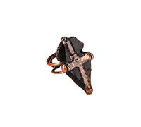 Big Cross Natural Black Obsidian Statement Ring for Women Midi Thumb Adjustable Gemstone Dainty Trendy Simple Party Wedding Band Rings Jewelry Birthday Party Gifts