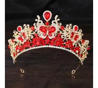 Big Crystal Butterfly Bridal Tiaras Crowns Headpiece Rhinestone Pageant Diadem Wedding Hair Dress Accessories H341 Gold Red